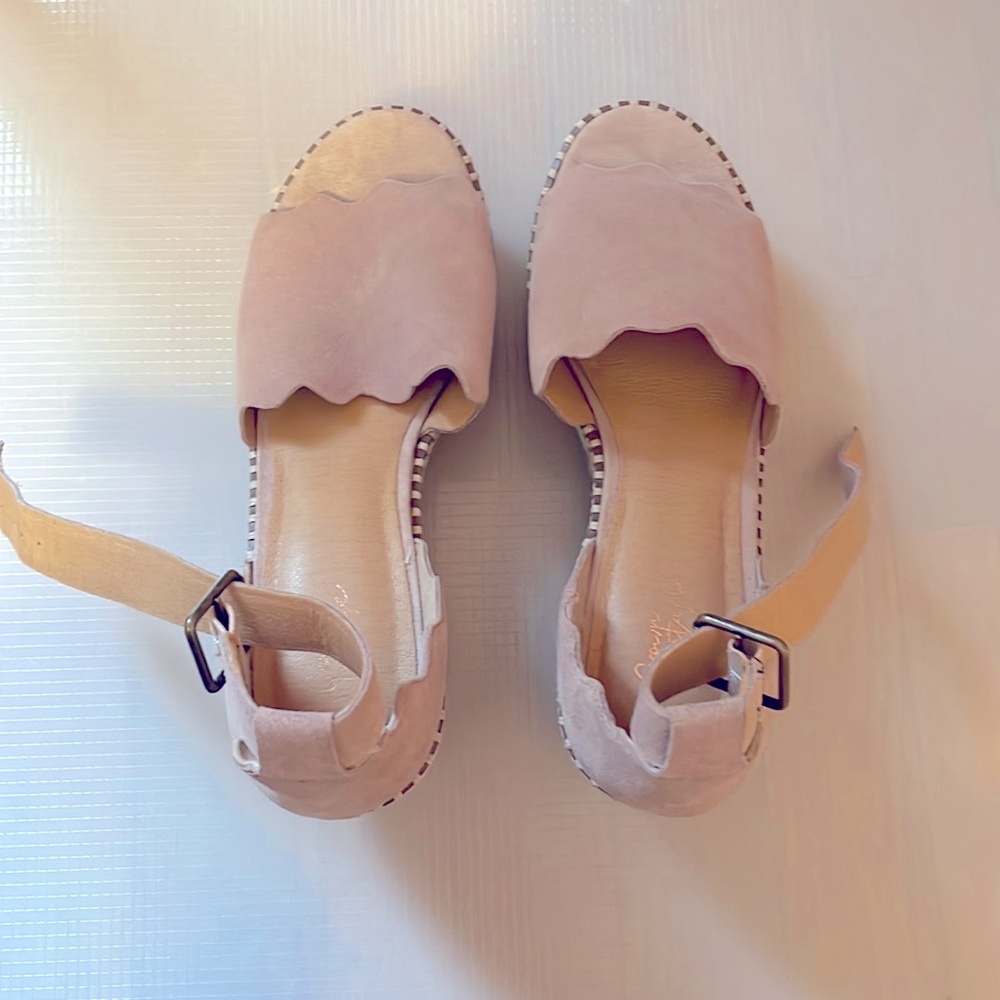 Pink wedge sandals